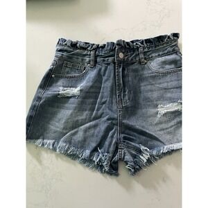 HAYDEN Distressed Denim High Waisted Frayed Hem Shorts Women's Size L NWT